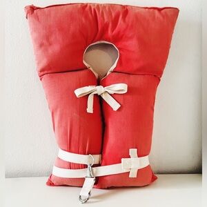 Vintage Red Orange Canvas Life Jacket
